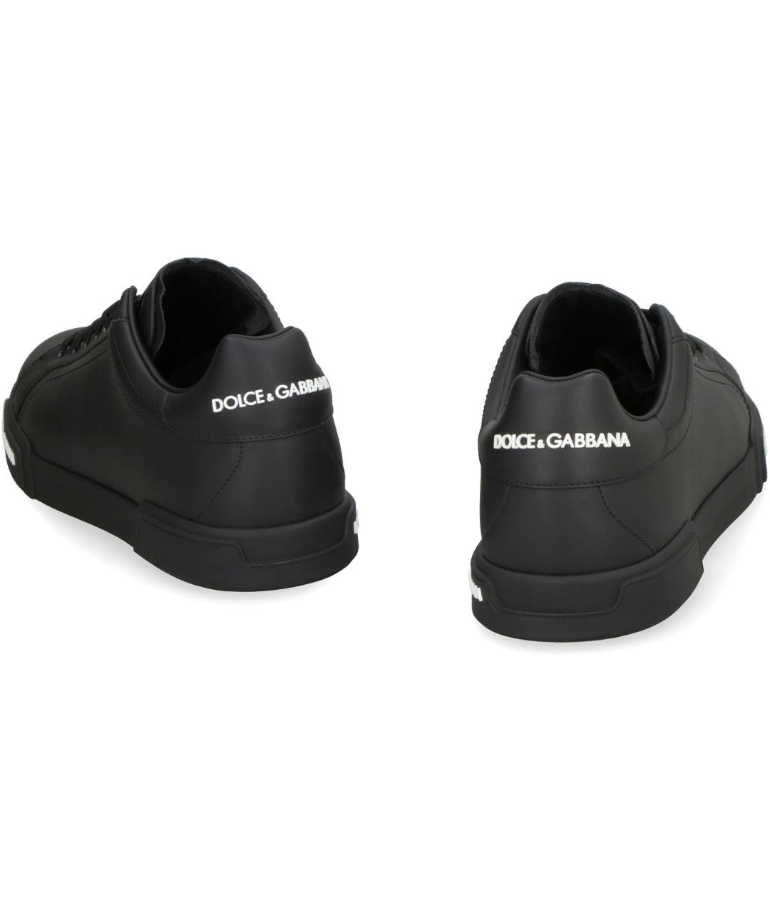DOLCE&GABBANA Черные кожаные низкие кроссовки / кеды, фото 4