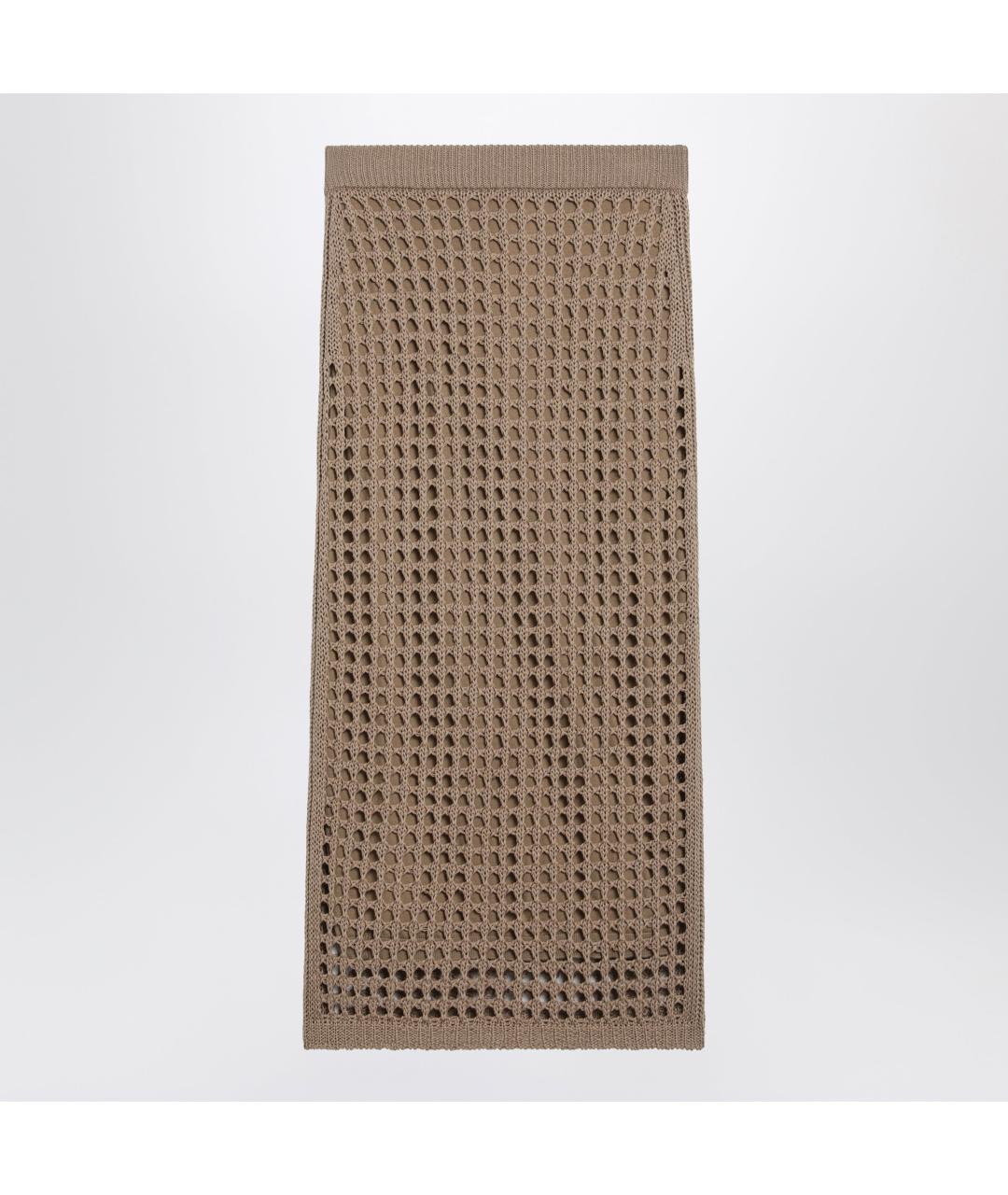 MAX MARA Коричневая хлопковая юбка макси, фото 3