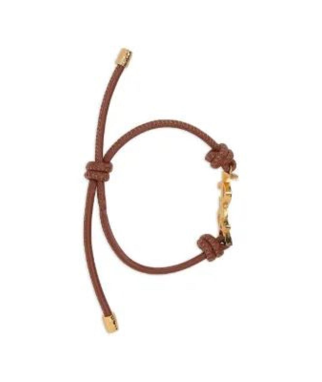 SAINT LAURENT Коричневый кожаный браслет, фото 3