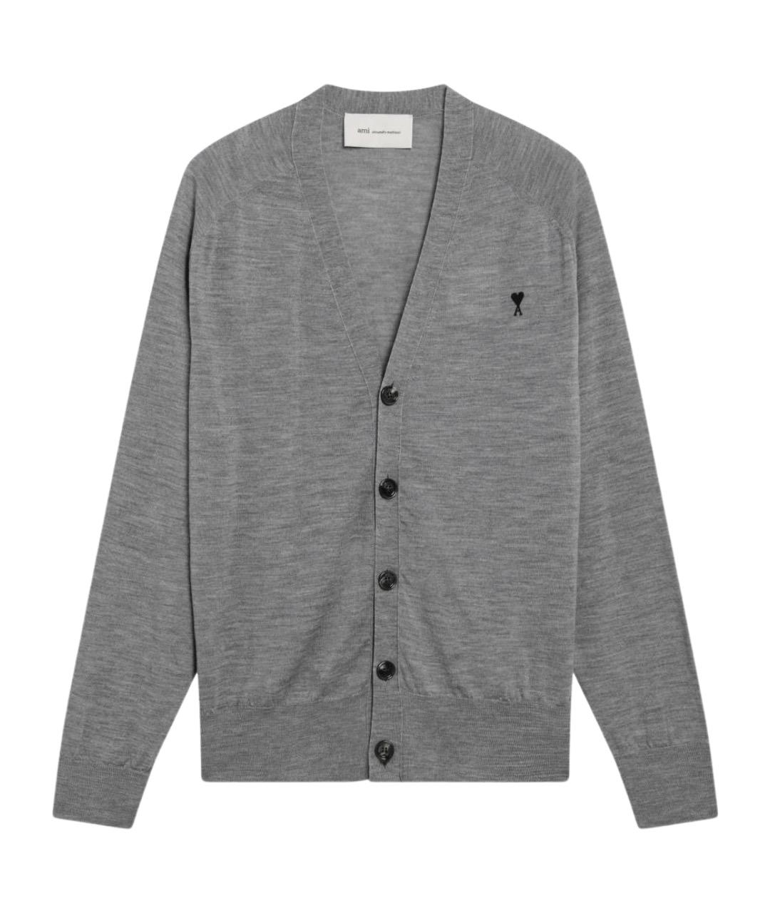 Ami Paris Серый шерстяной кардиган, фото 1