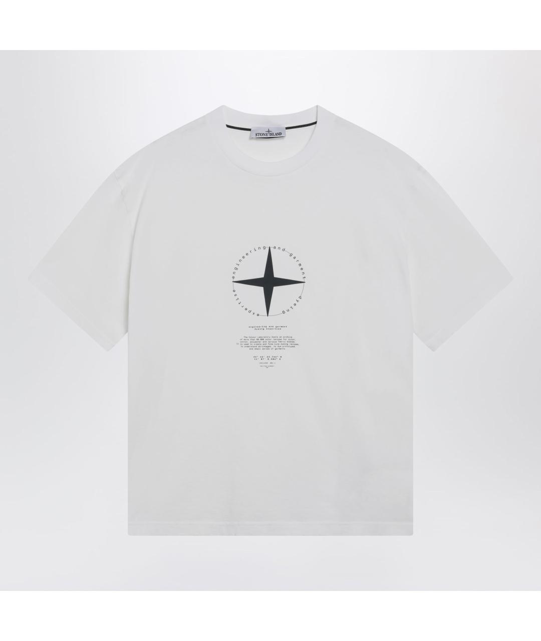 STONE ISLAND Белая хлопковая футболка, фото 3