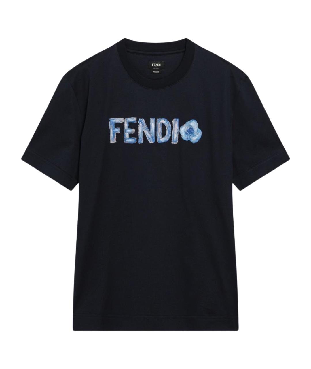 FENDI Синяя хлопковая футболка, фото 1