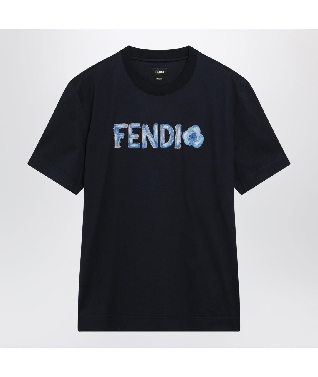 FENDI Синяя хлопковая футболка, фото 3