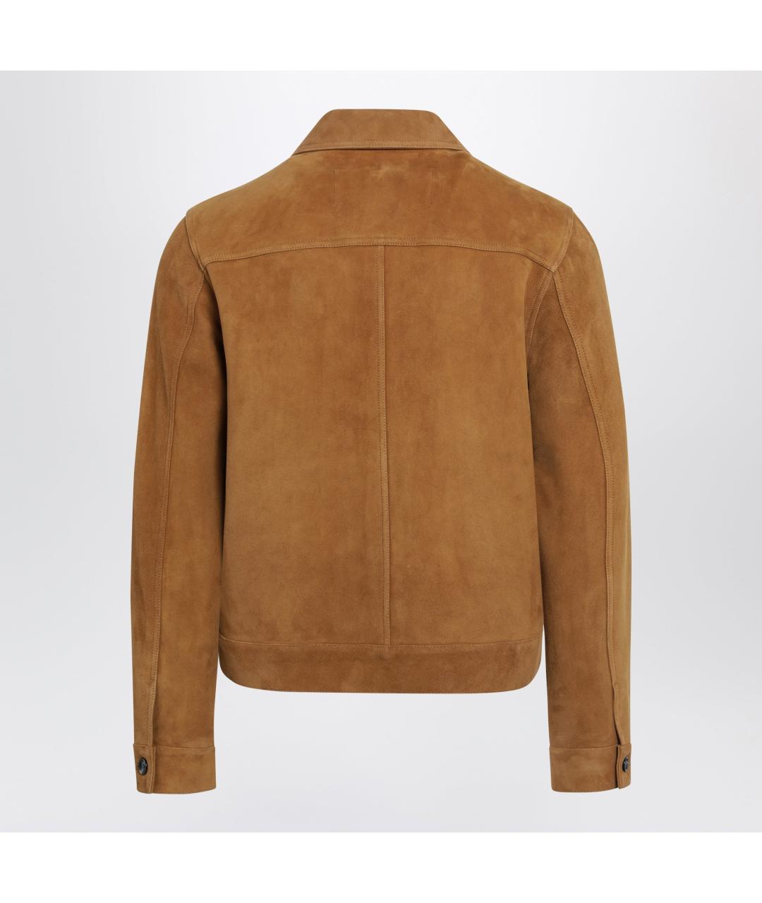 Ami Paris Коричневая кожаная куртка, фото 2