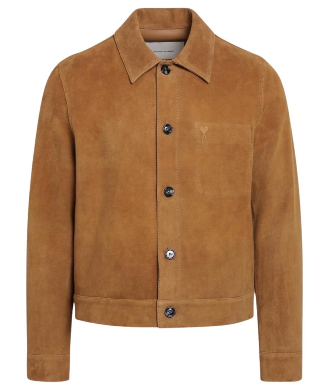 Ami Paris Коричневая кожаная куртка, фото 1