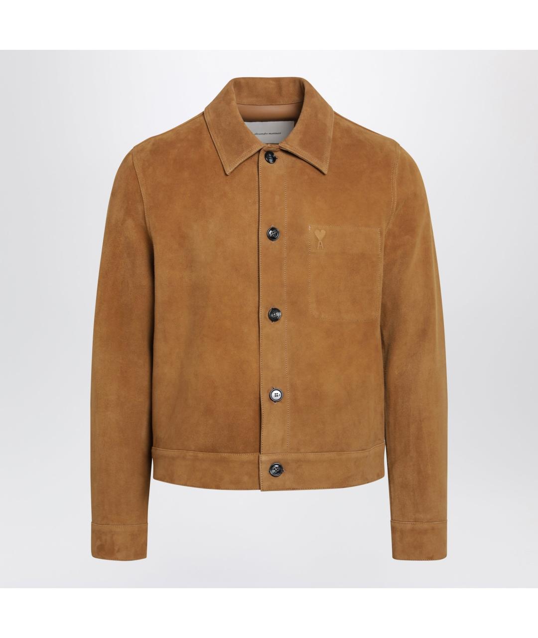 Ami Paris Коричневая кожаная куртка, фото 3