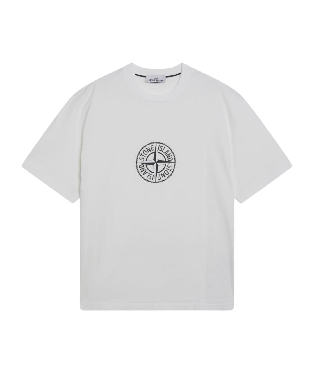STONE ISLAND Белая хлопковая футболка, фото 1
