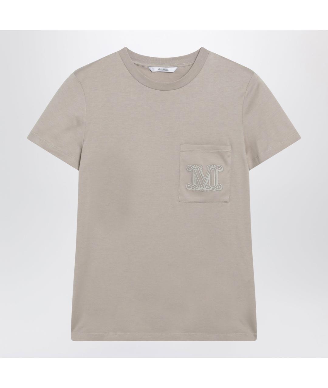 MAX MARA Бежевая хлопковая футболка, фото 3