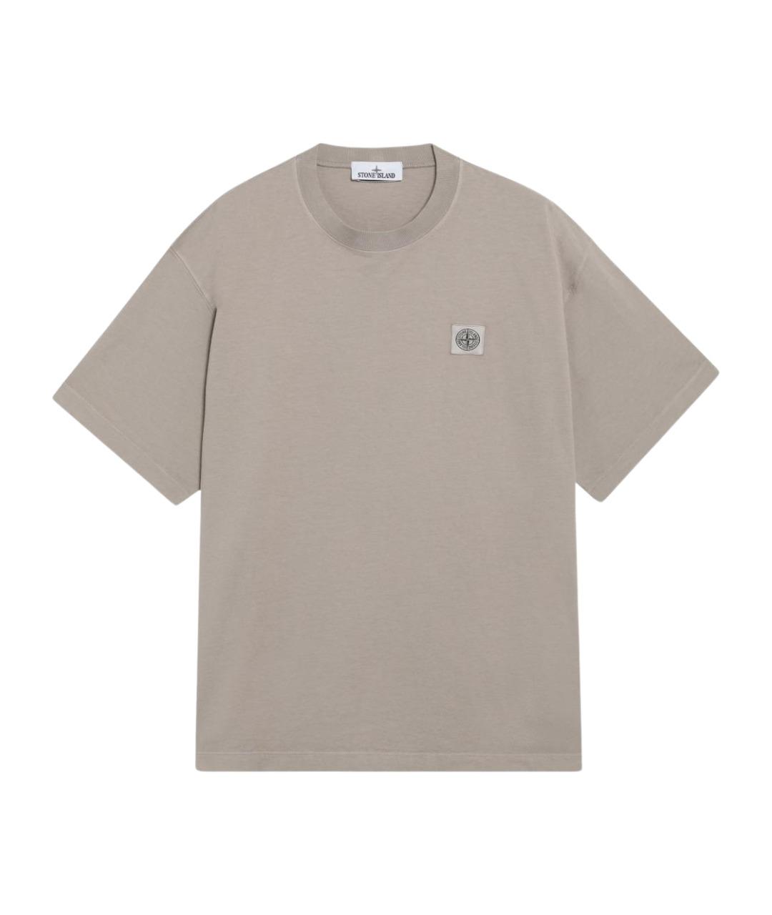 STONE ISLAND Бежевая хлопковая футболка, фото 1