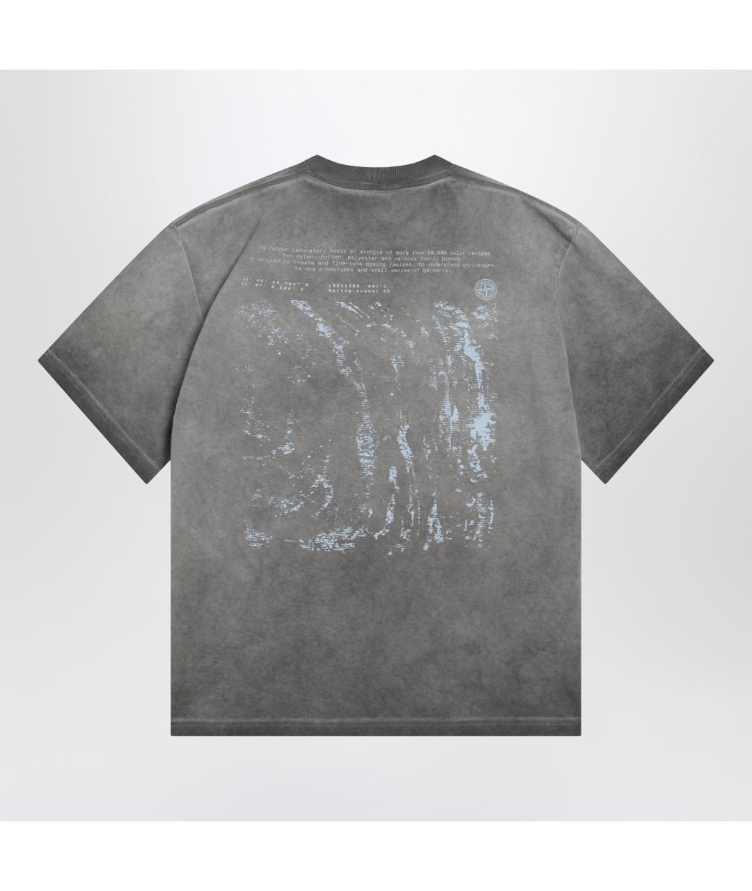 STONE ISLAND Черная хлопковая футболка, фото 2