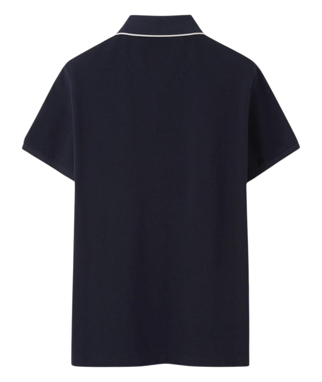 LORO PIANA Синее хлопковое поло с коротким рукавом, фото 2