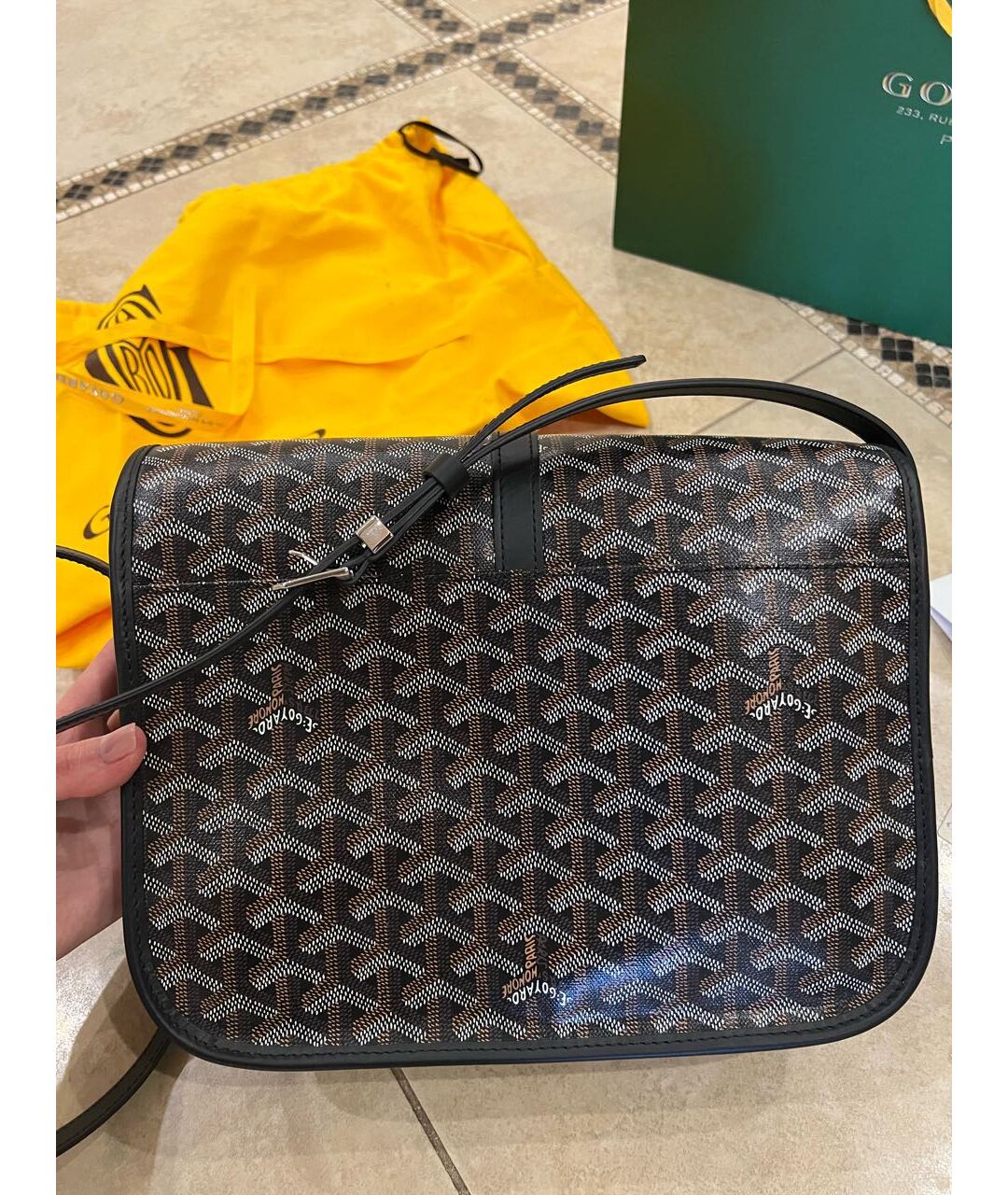 GOYARD Черная кожаная сумка на плечо, фото 8