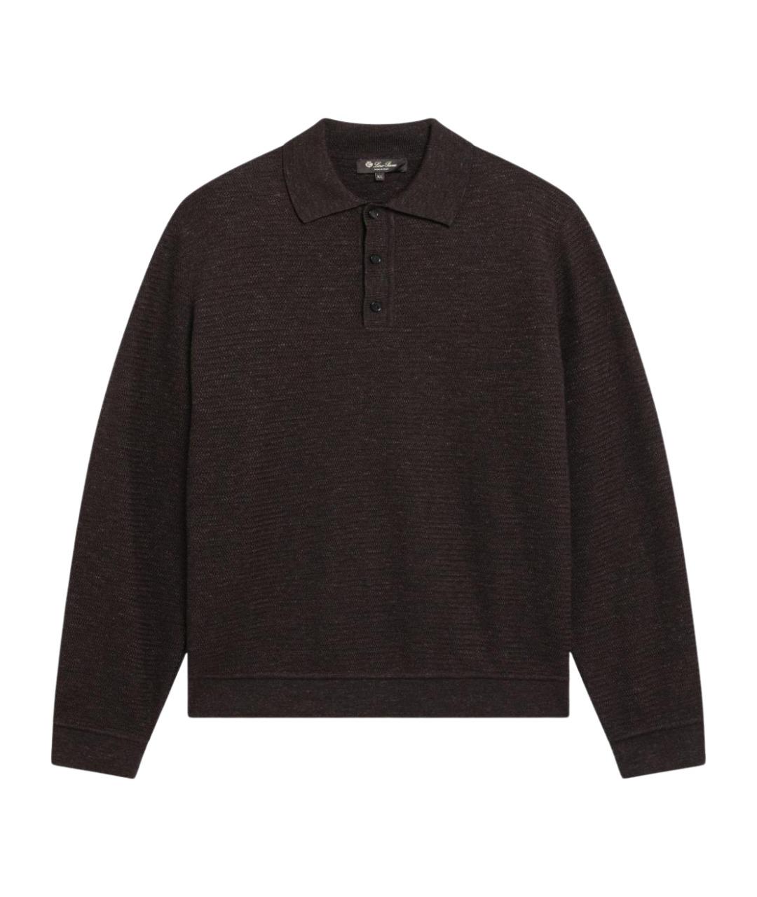 LORO PIANA Коричневое поло с длинным рукавом, фото 1