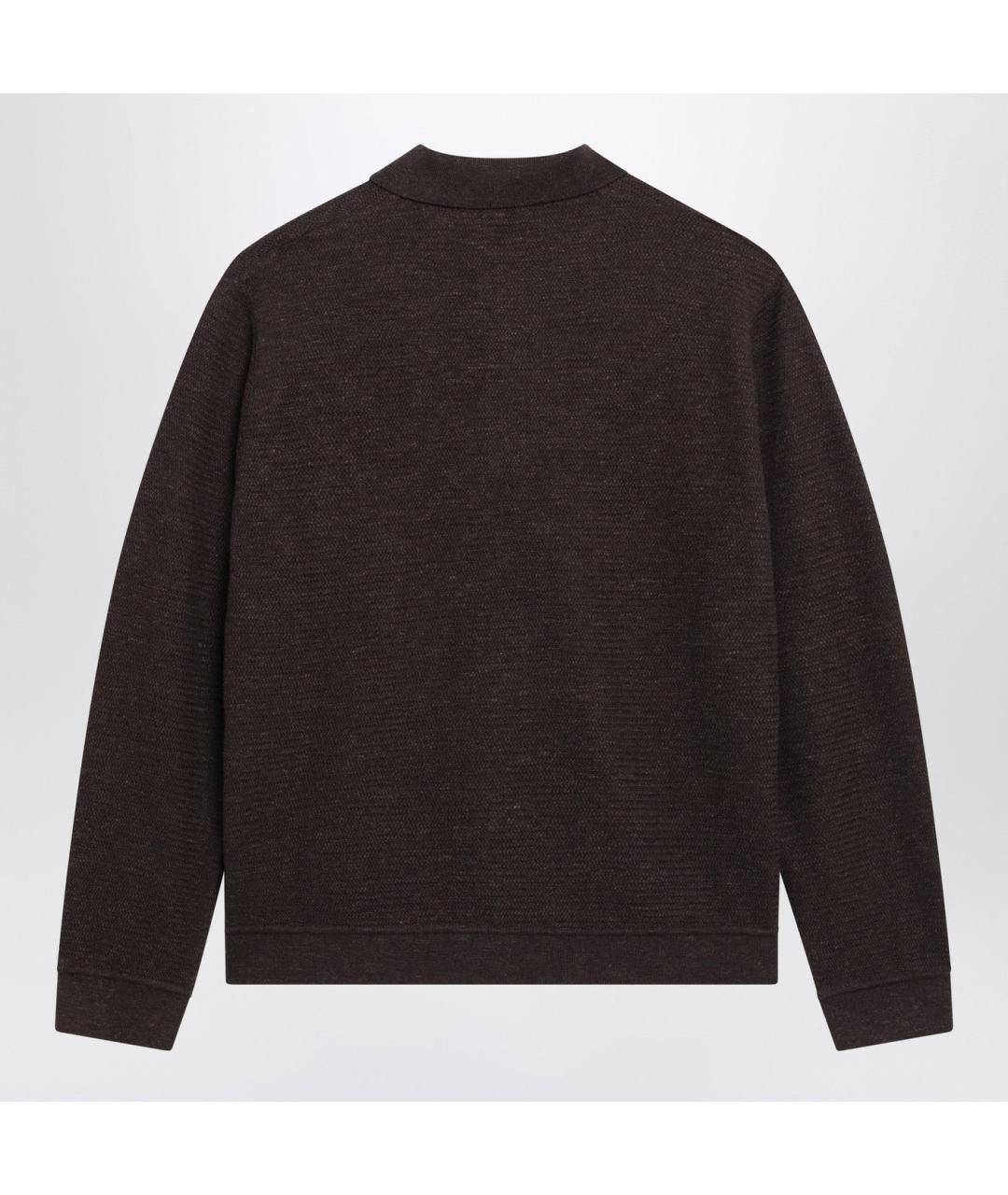 LORO PIANA Коричневое поло с длинным рукавом, фото 2