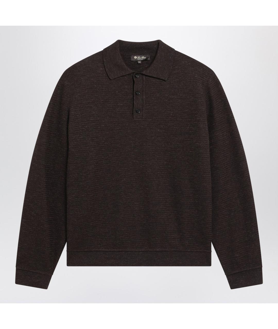LORO PIANA Коричневое поло с длинным рукавом, фото 3