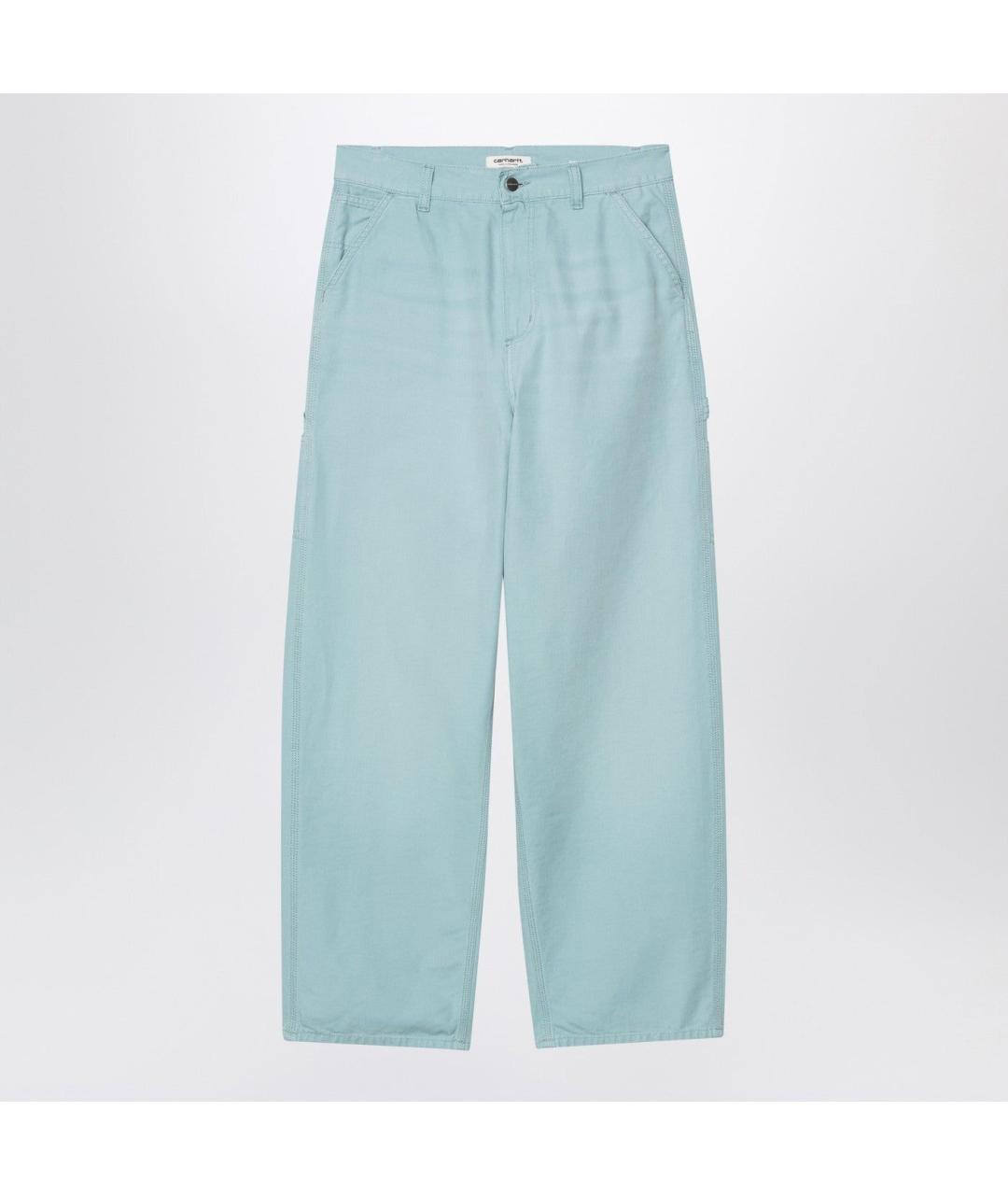CARHARTT WIP Голубые хлопковые прямые брюки, фото 3