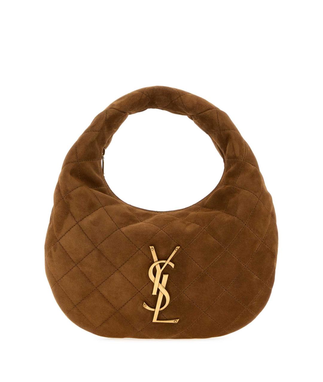 SAINT LAURENT Коричневая замшевая сумка с короткими ручками, фото 1