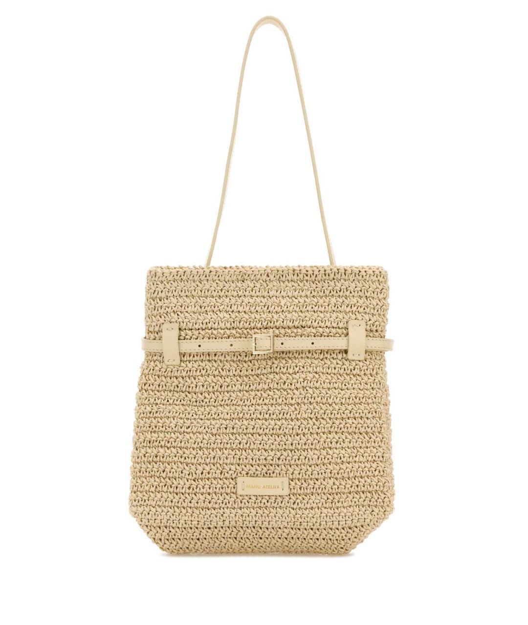 MANU ATELIER Бежевая пелетеная сумка тоут, фото 1