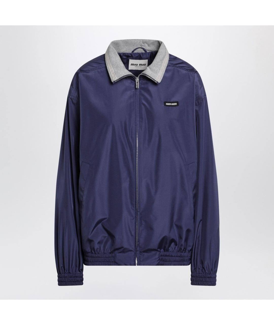MIU MIU Синяя полиэстеровая куртка, фото 3