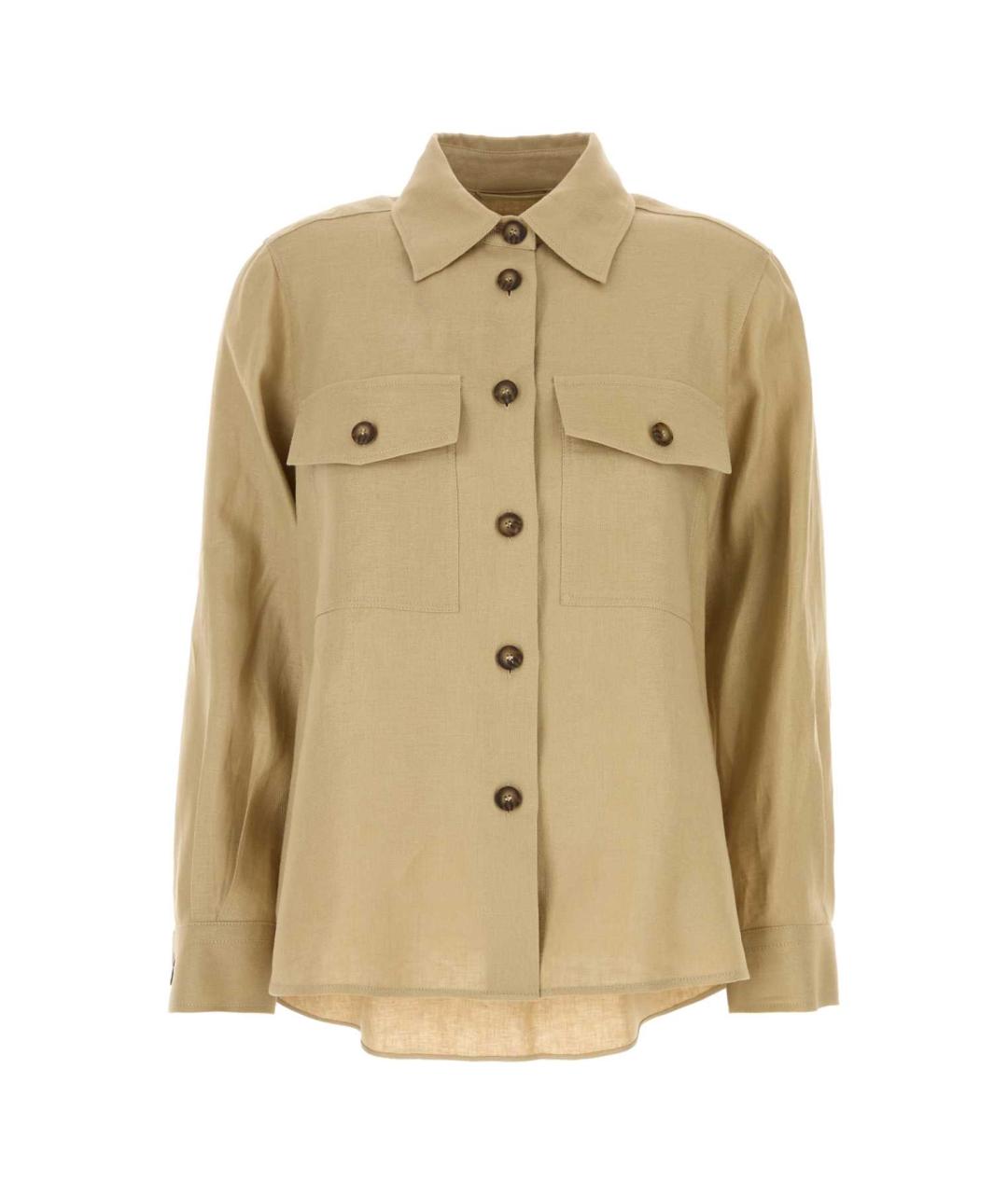 WEEKEND MAX MARA Бежевая льняная рубашка, фото 1