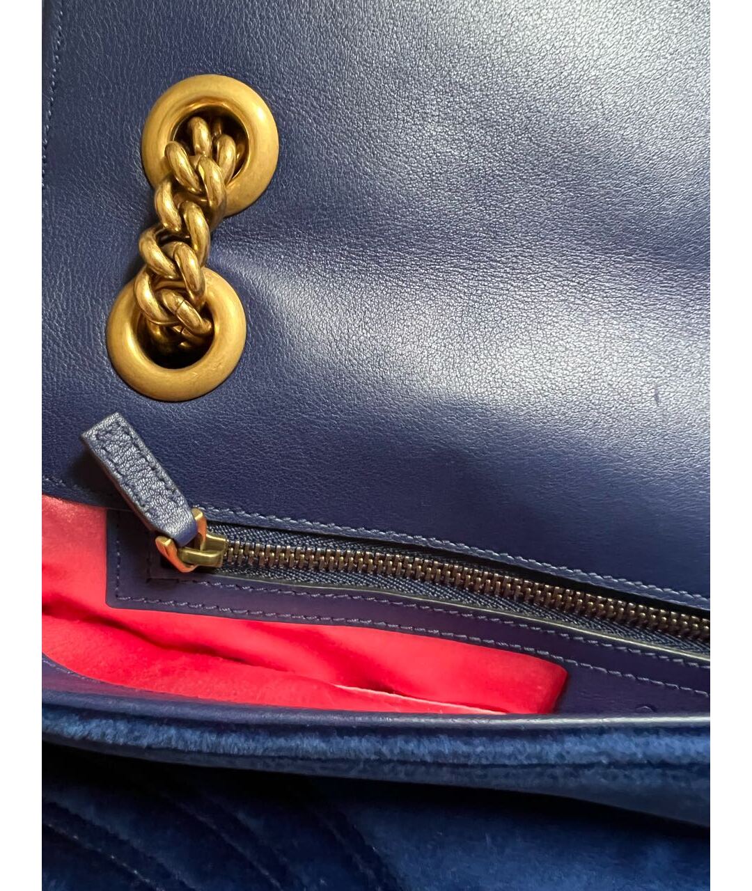 GUCCI Синяя бархатная сумка с короткими ручками, фото 5