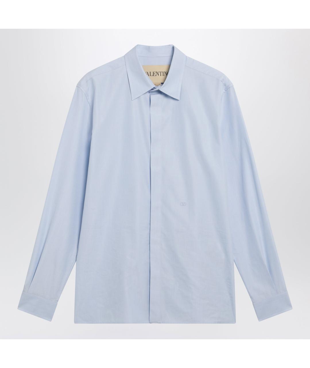 VALENTINO Голубая хлопковая кэжуал рубашка, фото 3