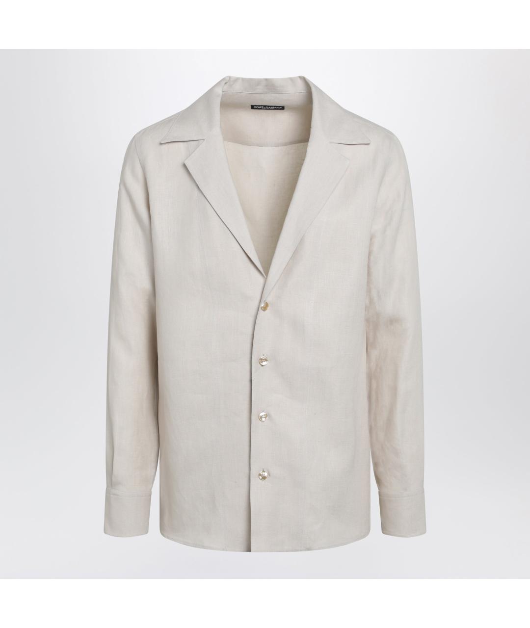 DOLCE&GABBANA Бежевая льняная кэжуал рубашка, фото 3