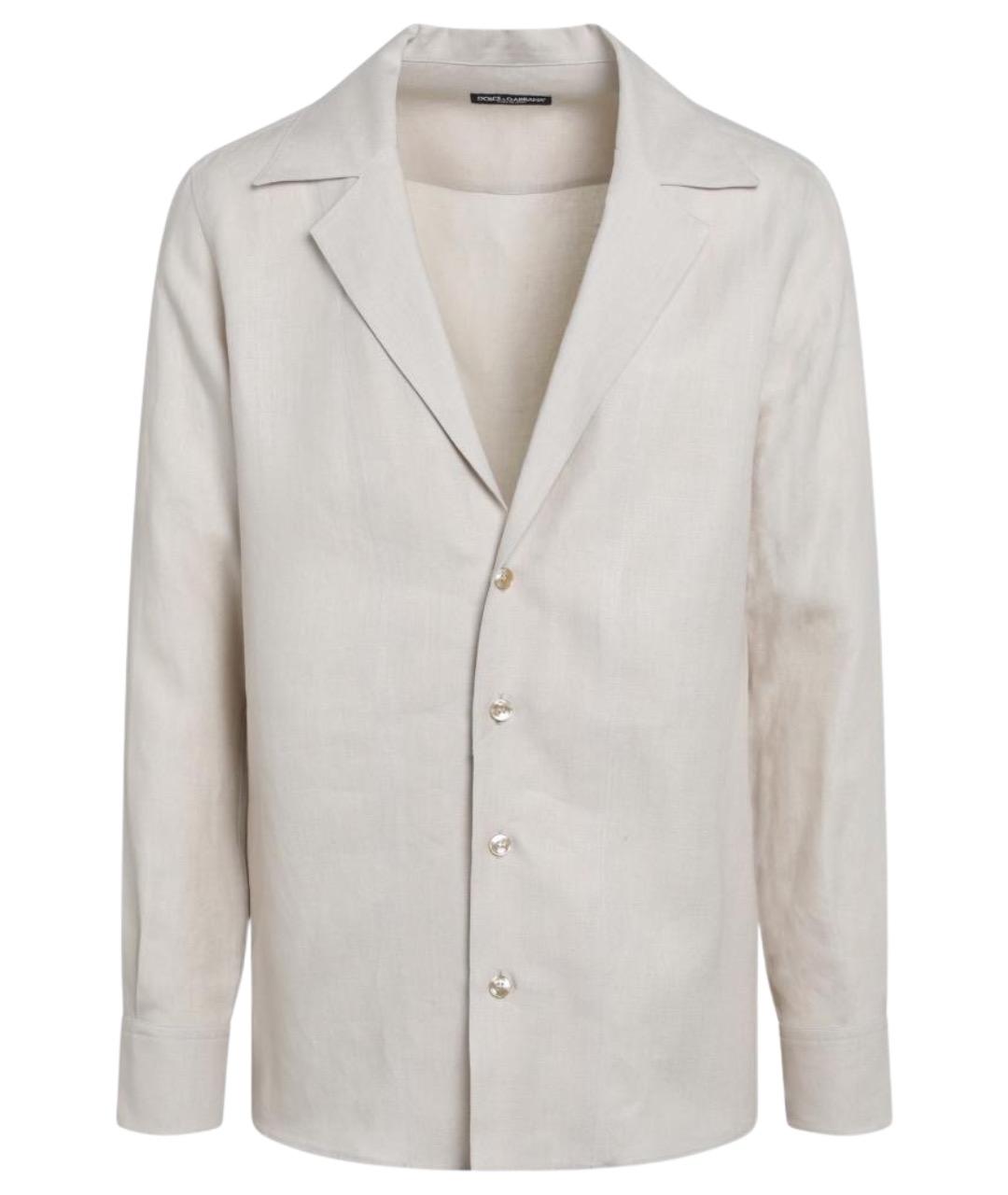 DOLCE&GABBANA Бежевая льняная кэжуал рубашка, фото 1