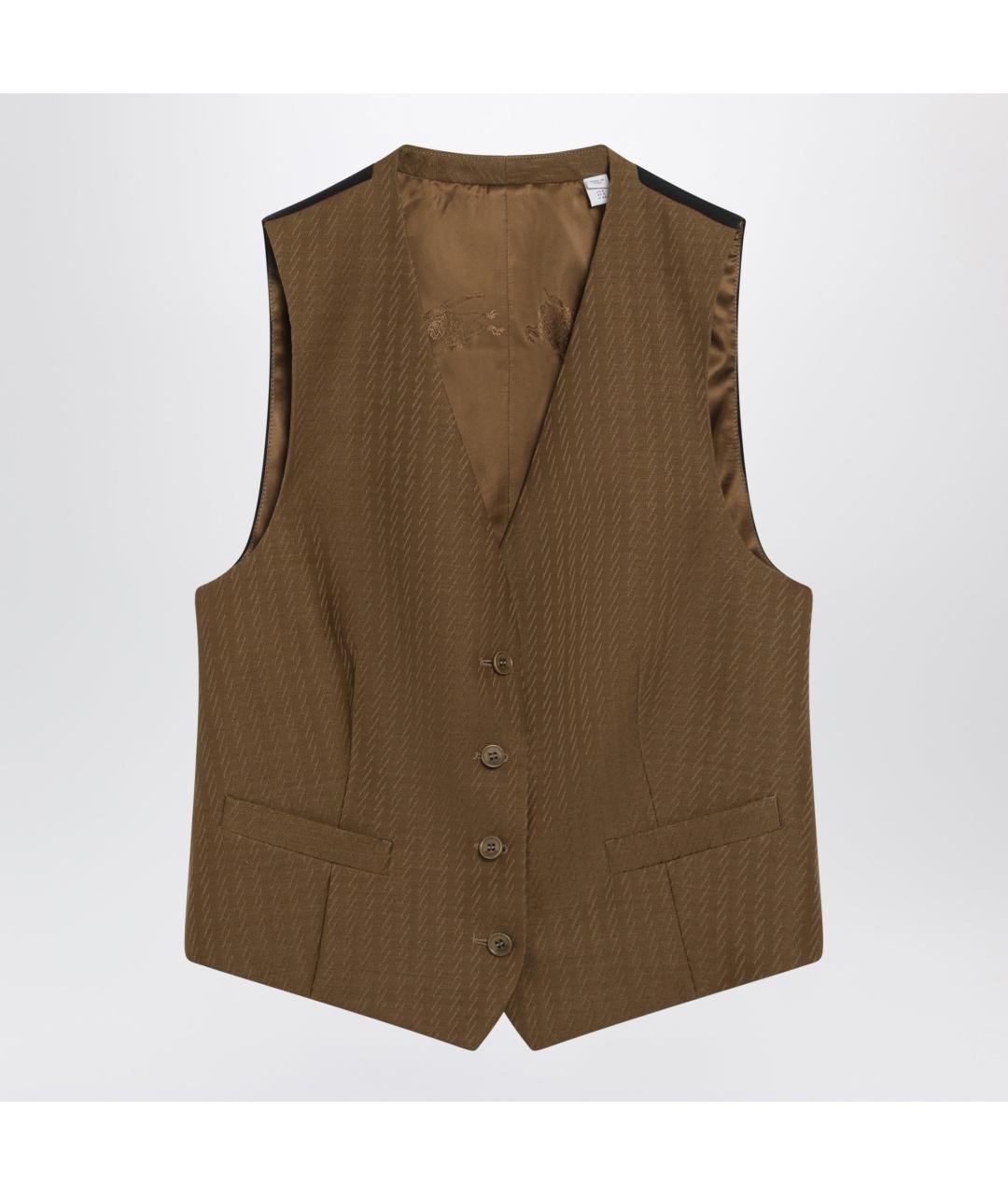 BURBERRY Коричневый шерстяной жилет, фото 3