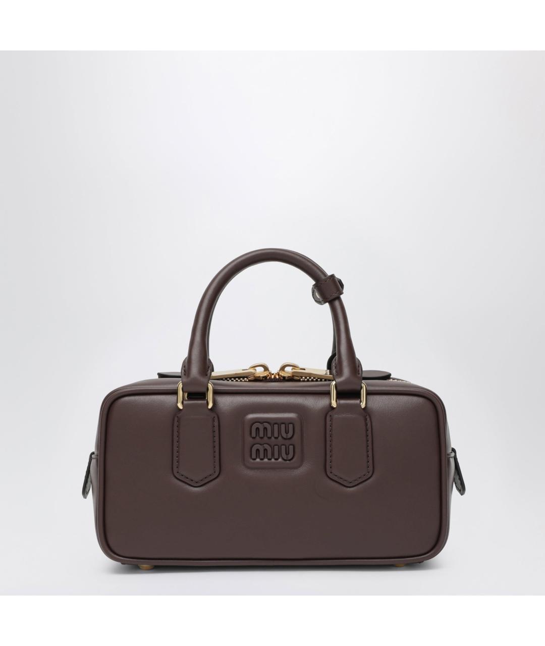 MIU MIU Коричневая кожаная сумка с короткими ручками, фото 3