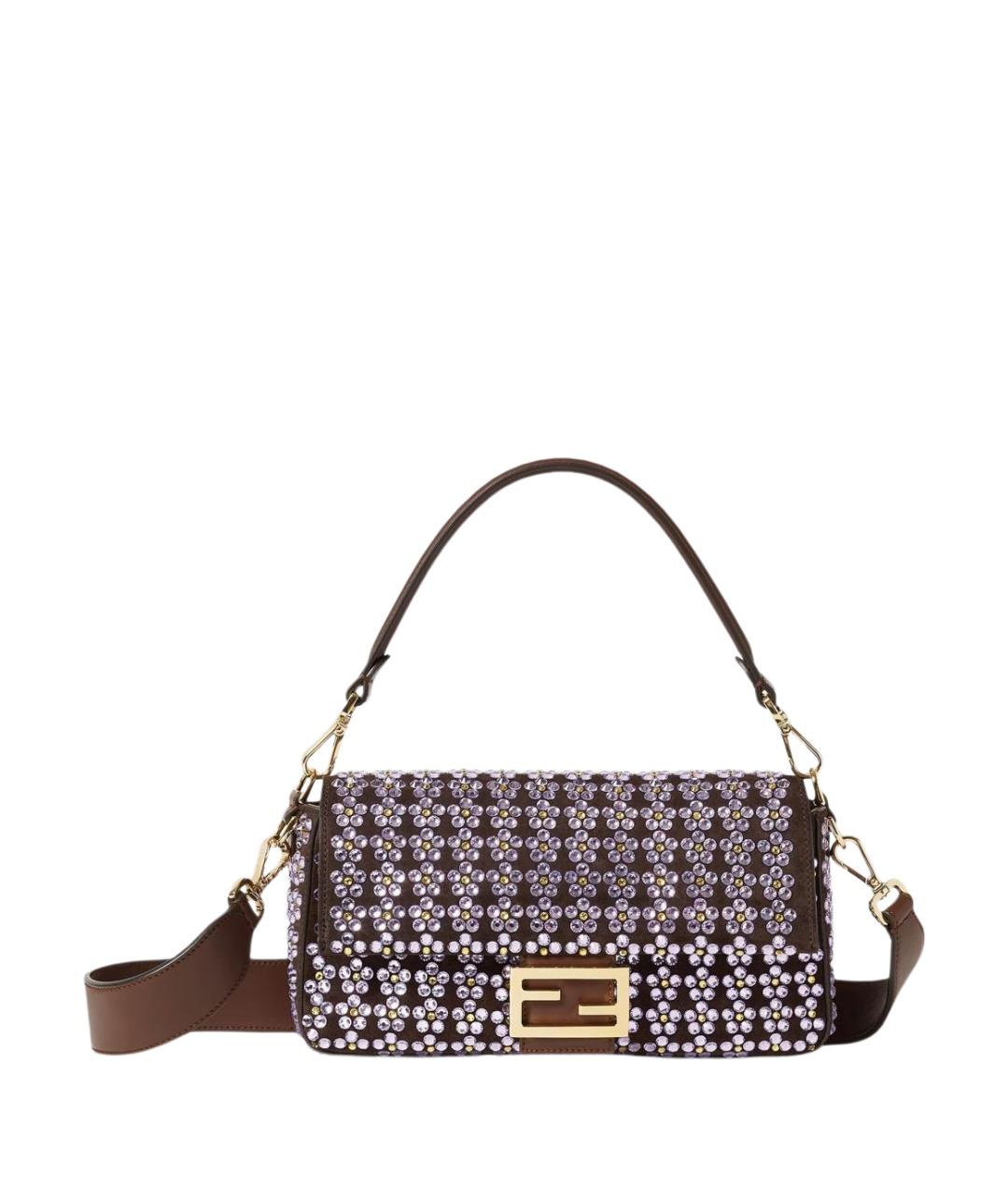 FENDI Коричневая синтетическая сумка с короткими ручками, фото 1