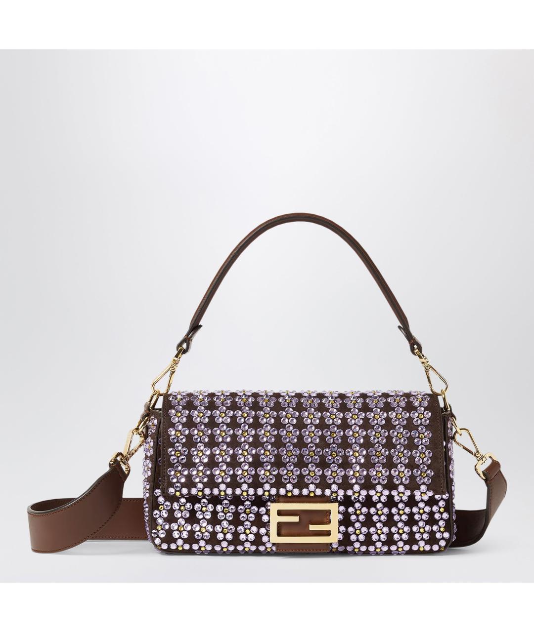 FENDI Коричневая синтетическая сумка с короткими ручками, фото 3