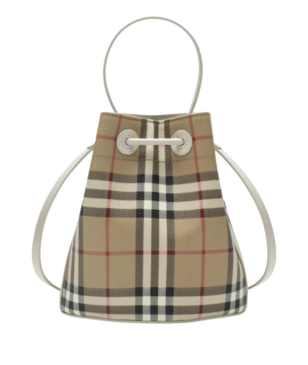 BURBERRY Бежевая синтетическая сумка с короткими ручками, фото 2