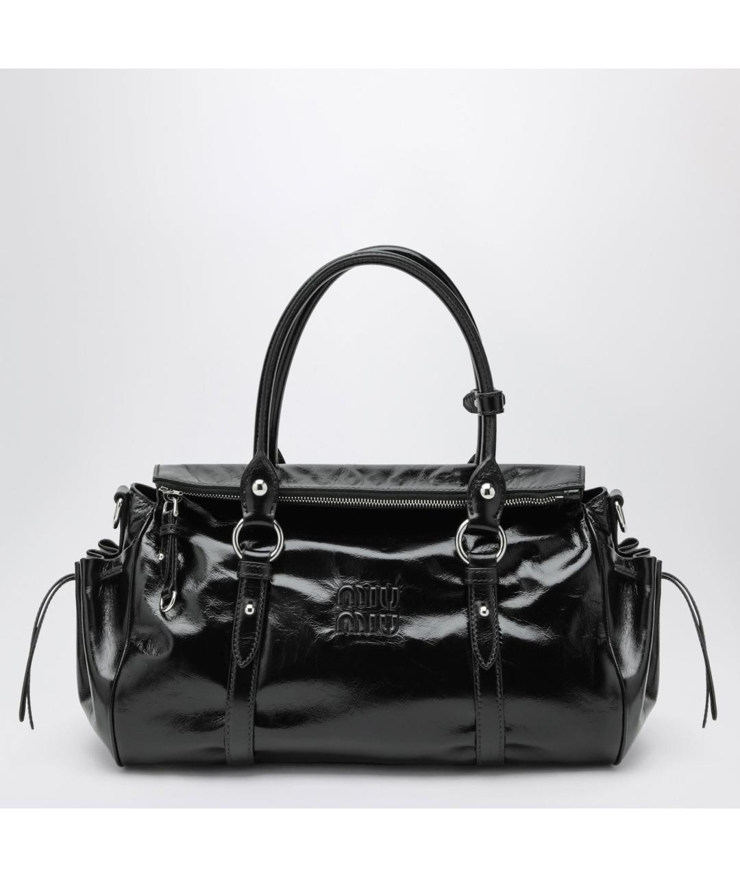 MIU MIU Черная кожаная сумка с короткими ручками, фото 3