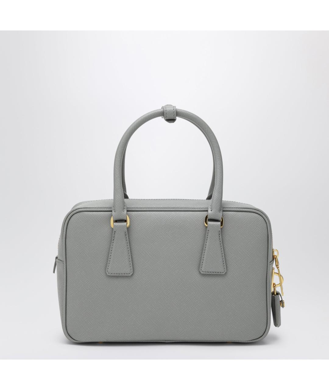 PRADA Серая кожаная сумка с короткими ручками, фото 2