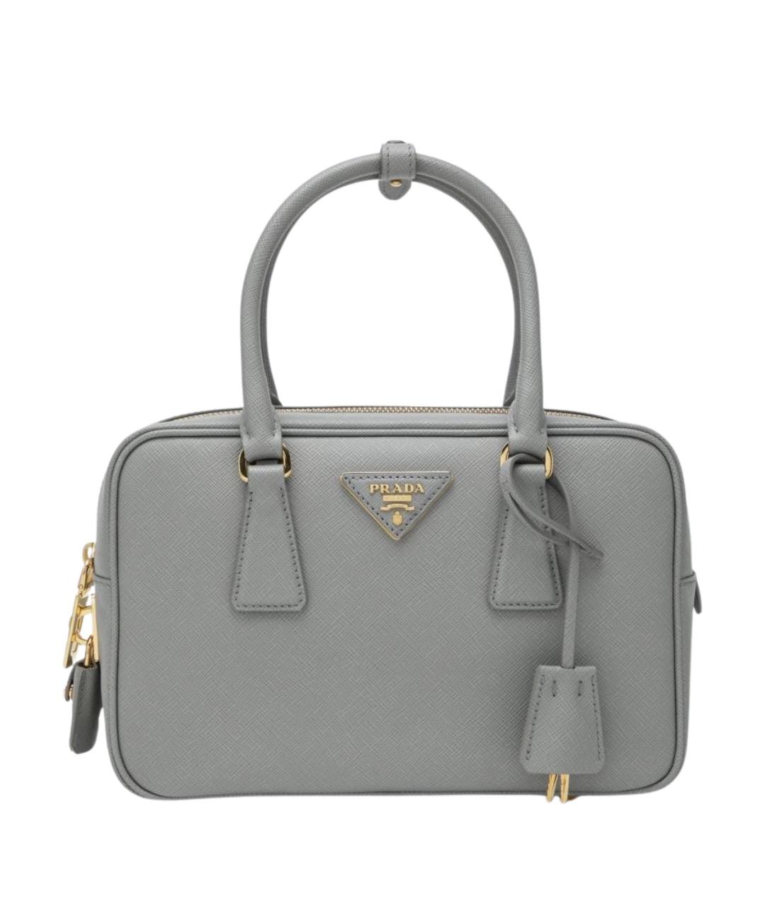 PRADA Серая кожаная сумка с короткими ручками, фото 1