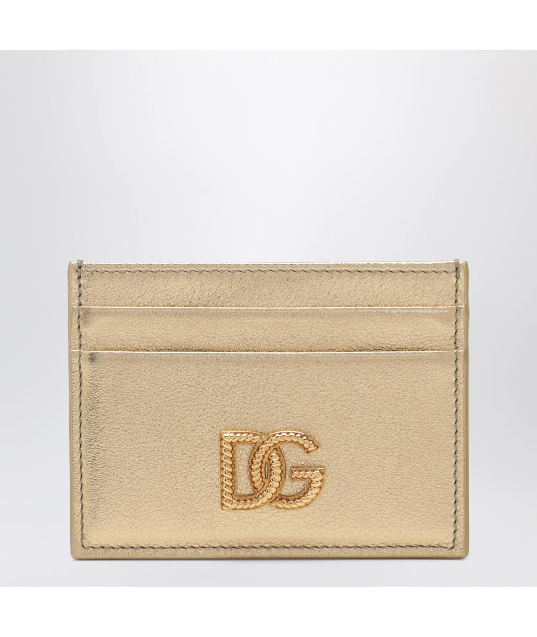 DOLCE&GABBANA Золотой кожаный кардхолдер, фото 3