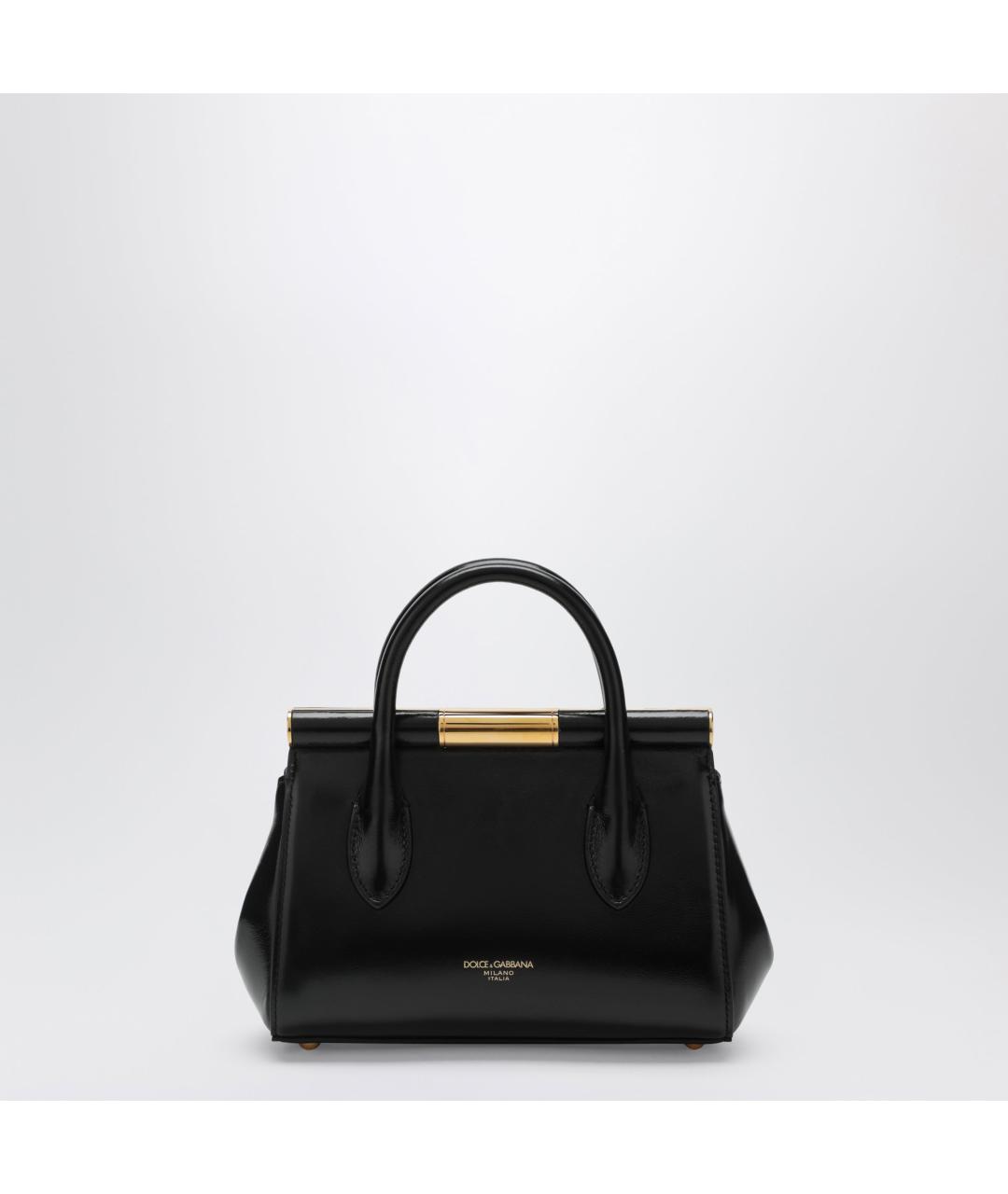 DOLCE&GABBANA Черная кожаная сумка с короткими ручками, фото 3