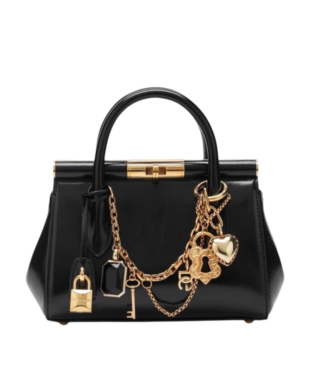 DOLCE&GABBANA Черная кожаная сумка с короткими ручками, фото 1