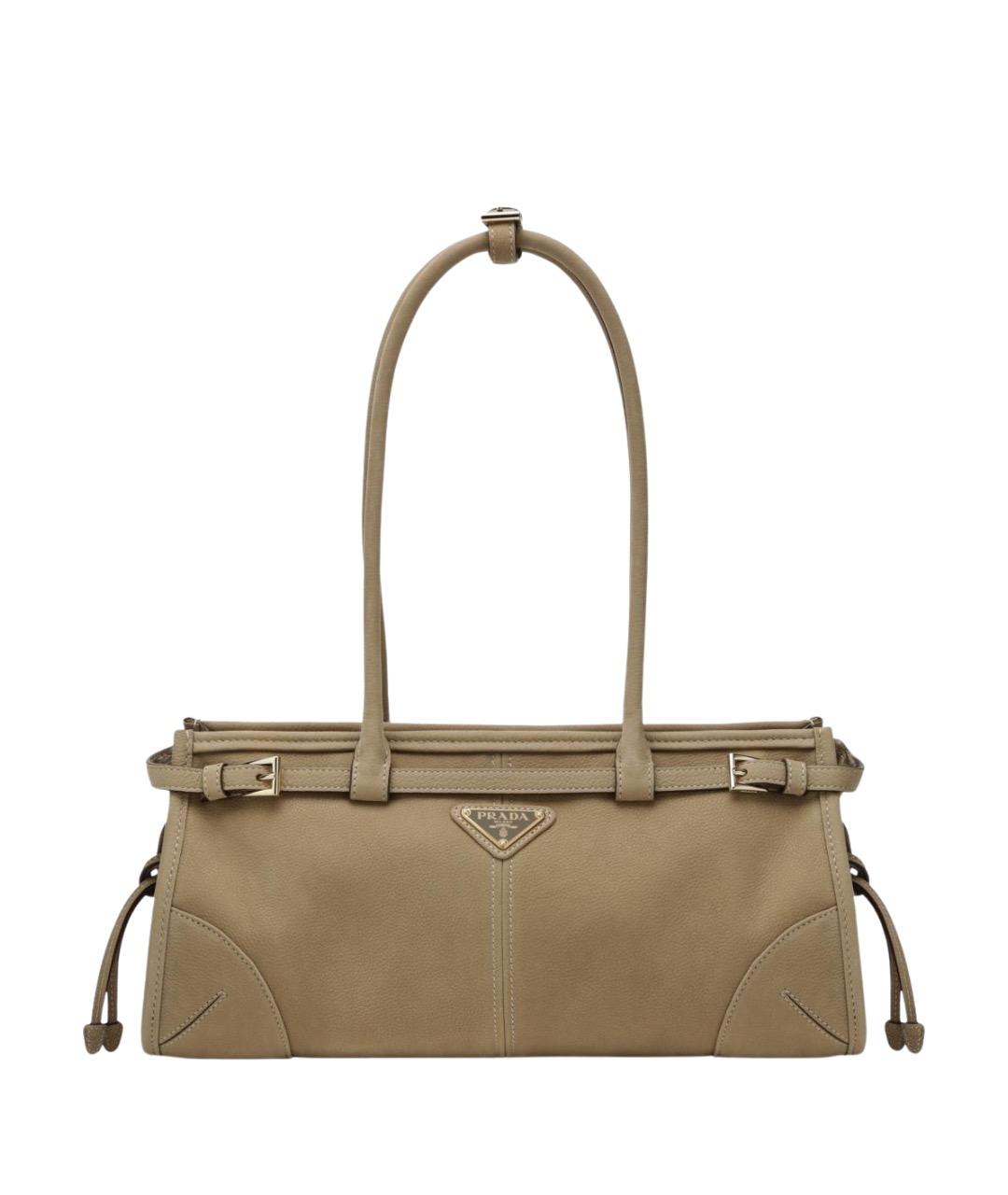 PRADA Бежевая кожаная сумка с короткими ручками, фото 1