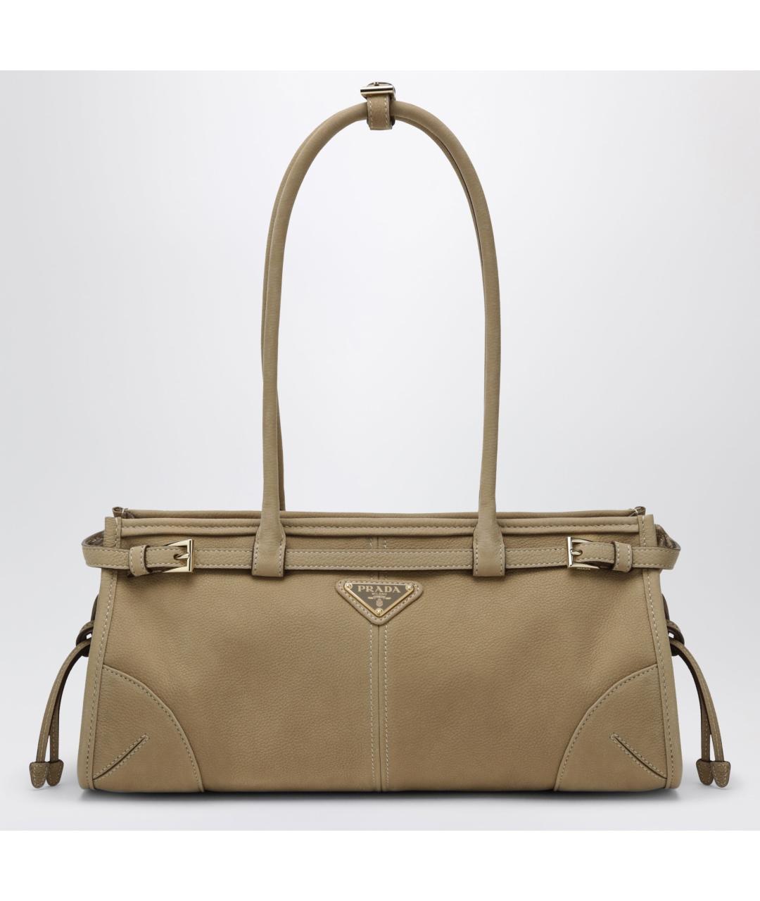 PRADA Бежевая кожаная сумка с короткими ручками, фото 3