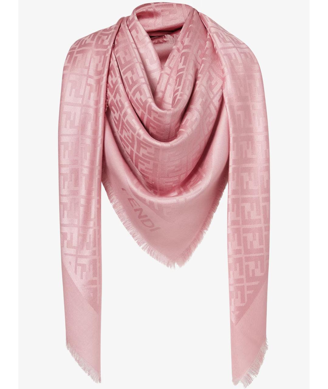 FENDI Розовый шелковый шарф, фото 3