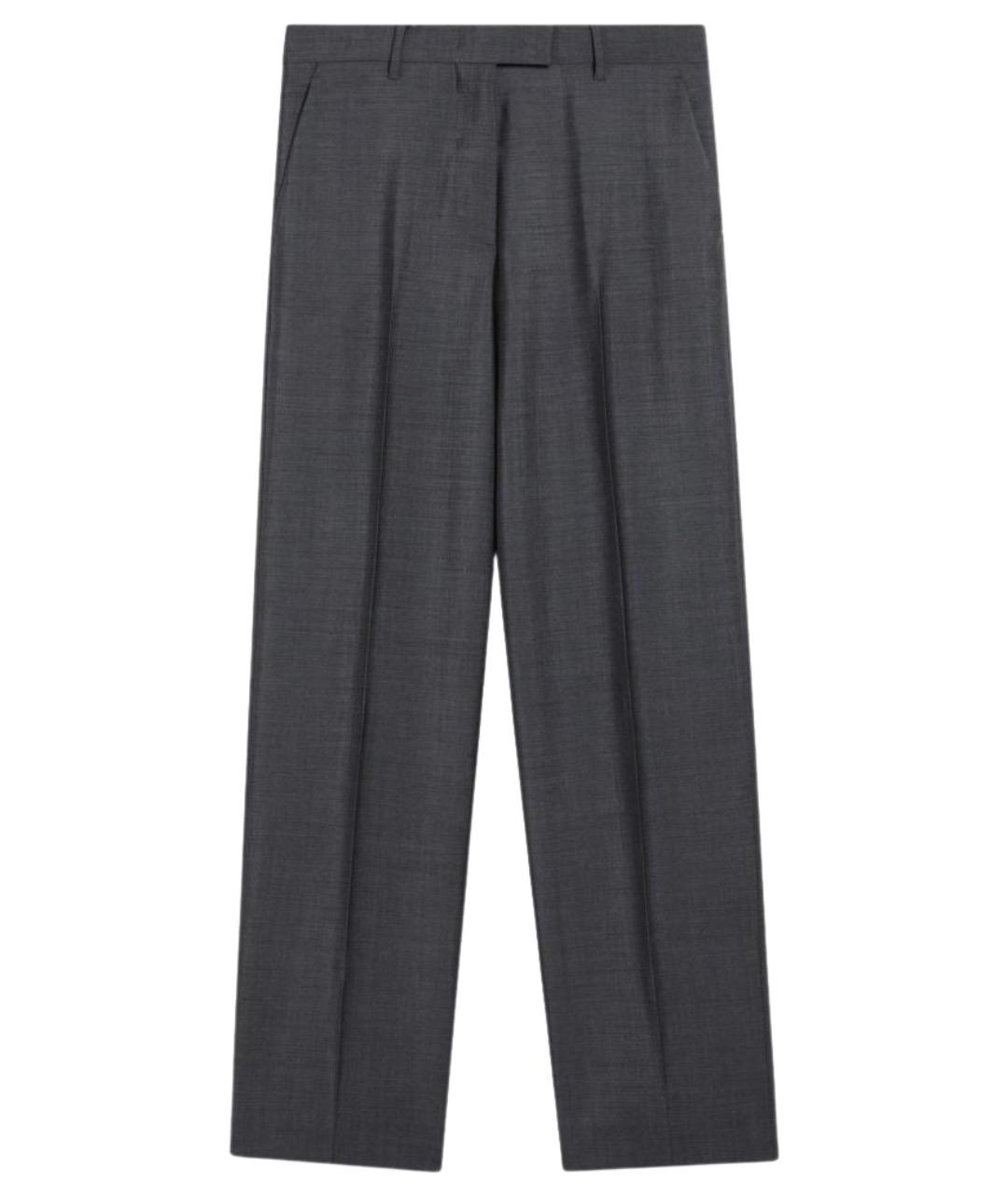 MIU MIU Серые шерстяные прямые брюки, фото 1
