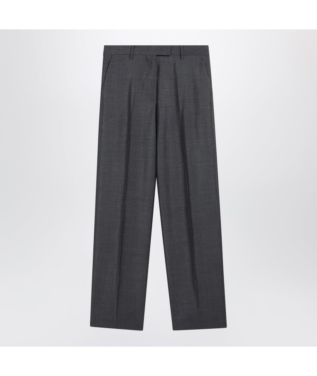 MIU MIU Серые шерстяные прямые брюки, фото 3
