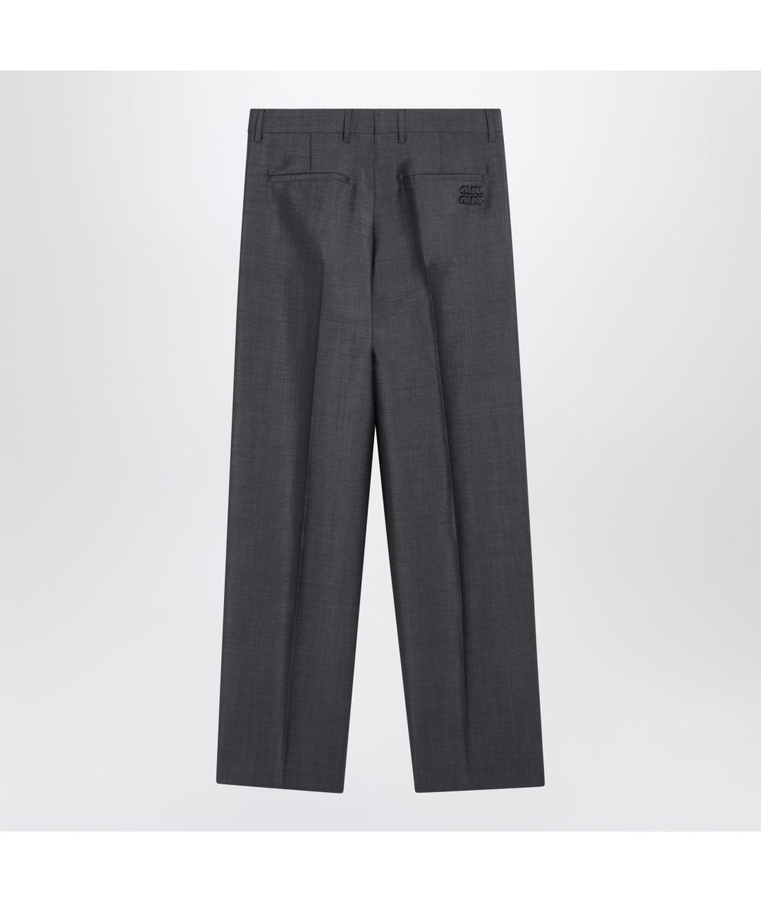 MIU MIU Серые шерстяные прямые брюки, фото 2