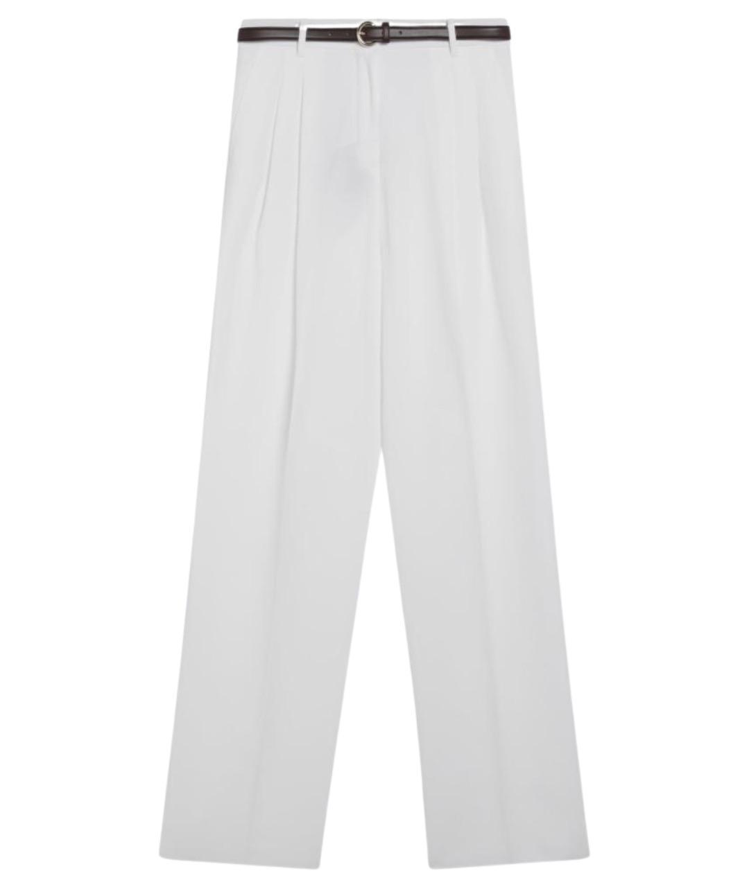 MAX MARA STUDIO Белые хлопковые прямые брюки, фото 3