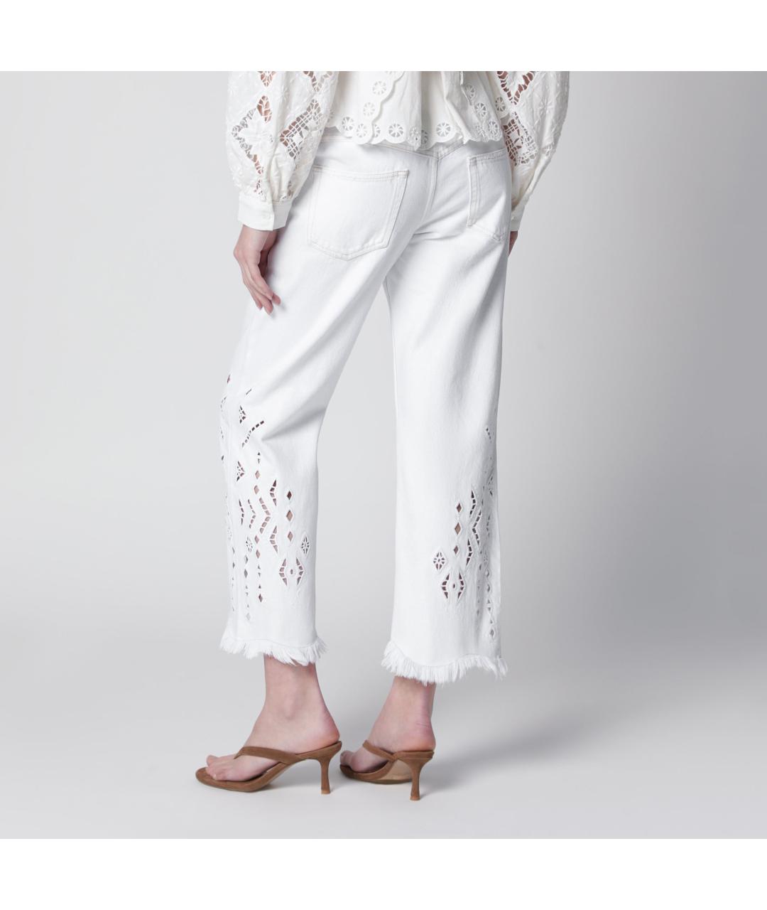 ISABEL MARANT Белые хлопковые прямые джинсы, фото 3