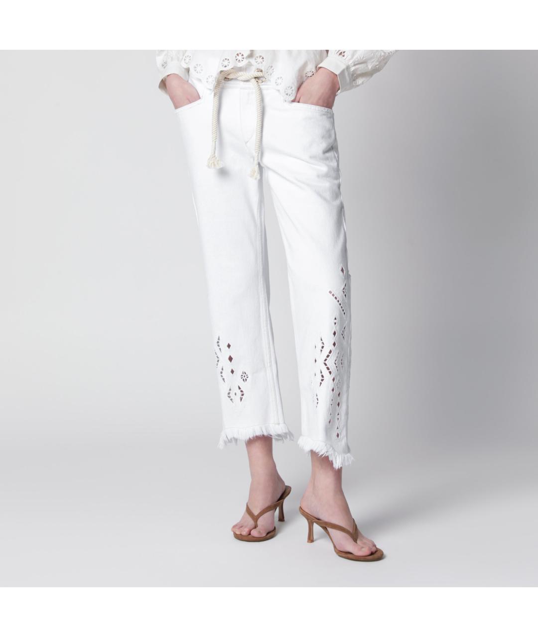 ISABEL MARANT Белые хлопковые прямые джинсы, фото 2