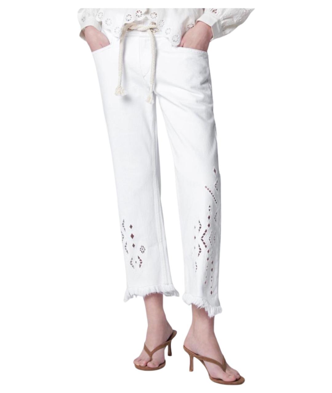 ISABEL MARANT Белые хлопковые прямые джинсы, фото 4