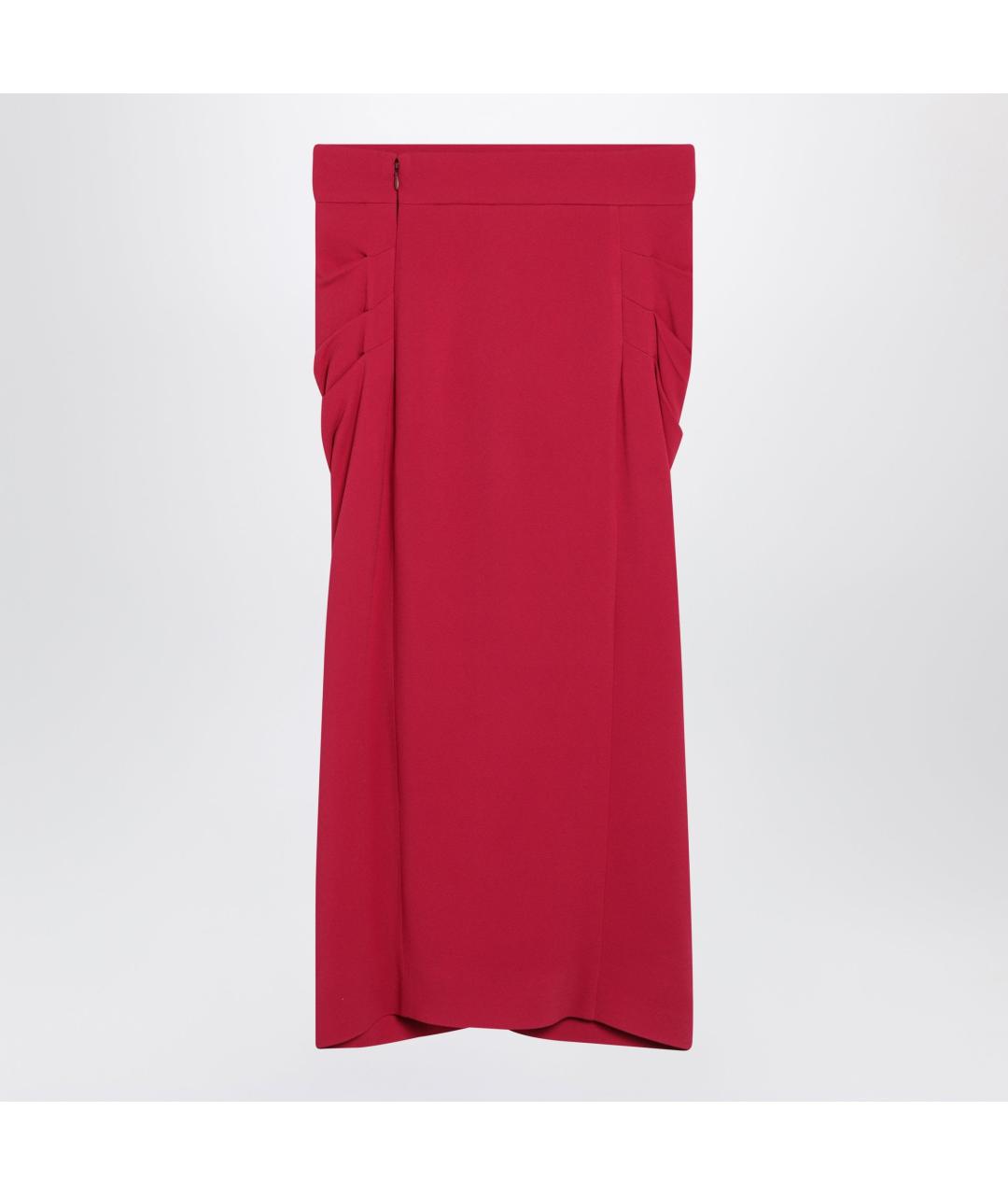 VALENTINO Красная вискозная юбка миди, фото 2